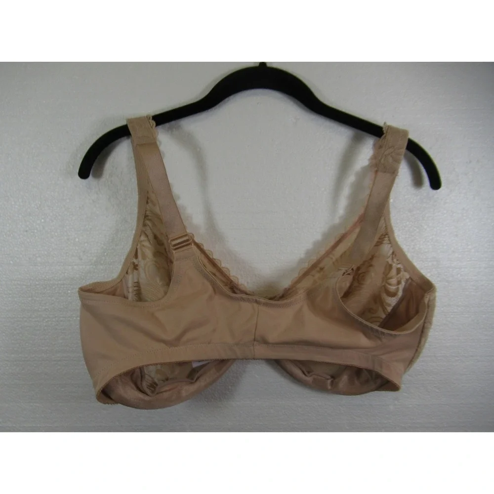 Glamorise Wonderwire Front Close Unlined Lace Bra 40DD Beige Underwire 9245